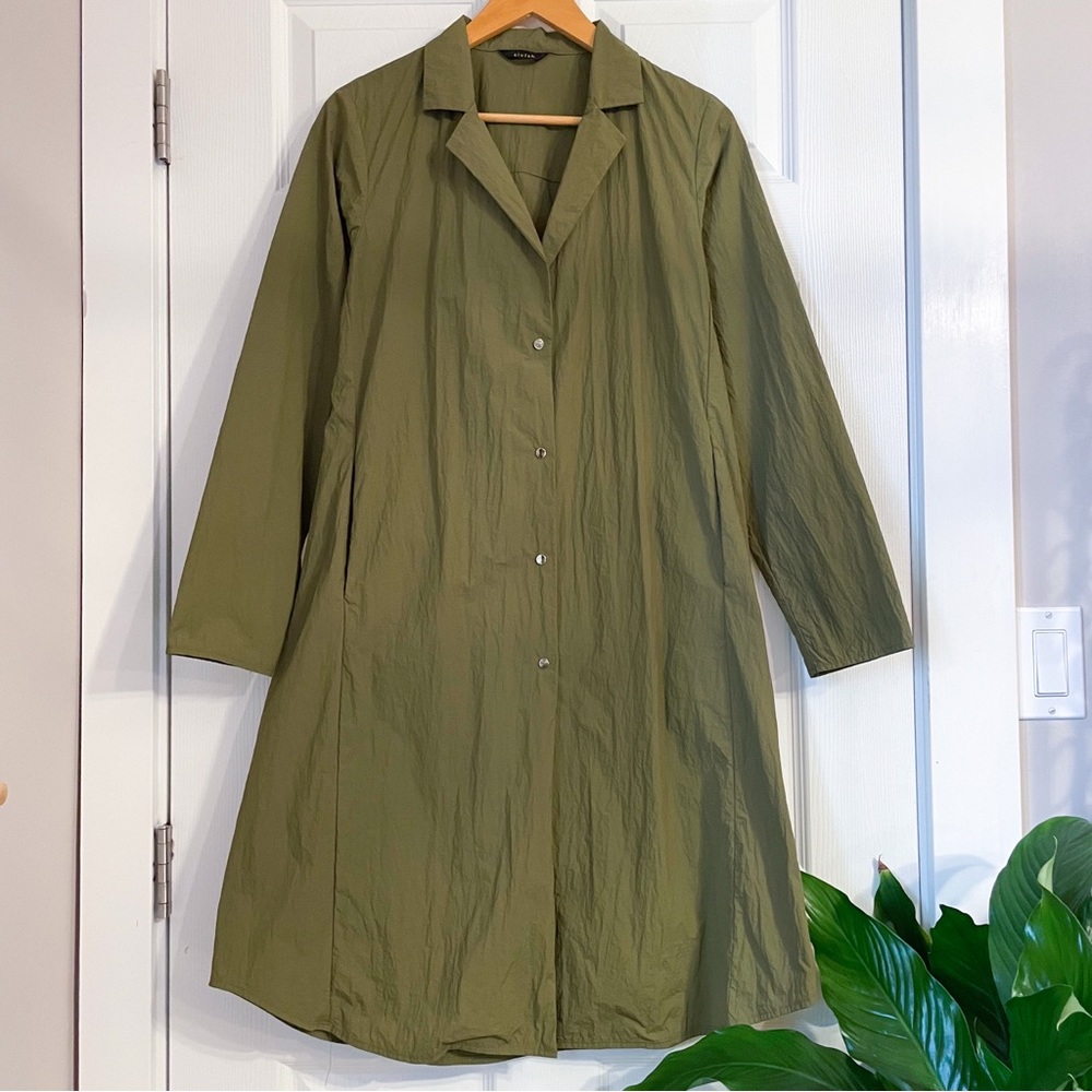 Clutch Olive Green Trench Coat Lightweight Military Rain Jacket